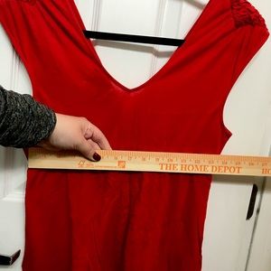 Small Red Anthropologie Top with Cap Sleeves